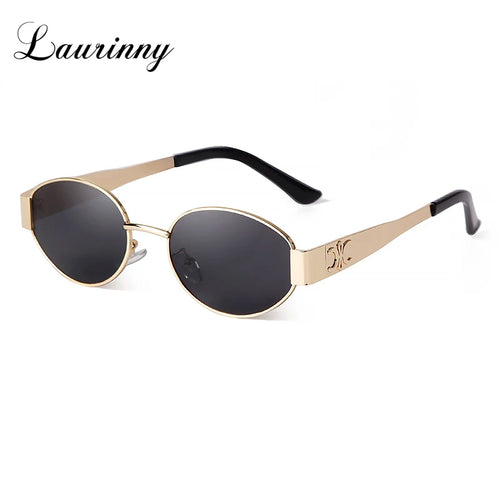 Retro Metal Frame Oval Sunglasses for Women Men Luxury UV400